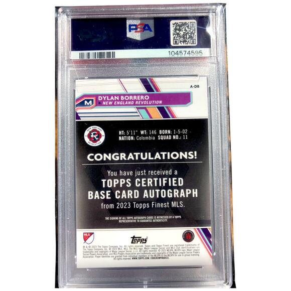 2023 Topps Finest MLS Auto Gold Refractor ADB Dylan Borrero Revolution /50 PSA10 - Picture 2 of 8